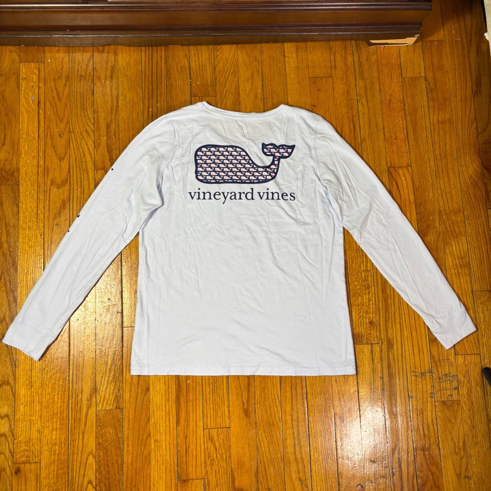 Vineyard vines whale with mini pink whales white long sleeve size medium